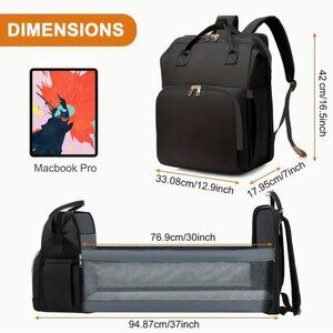 Black Portable Mommy Backpack] Portable Double Shoulder goes into changing table